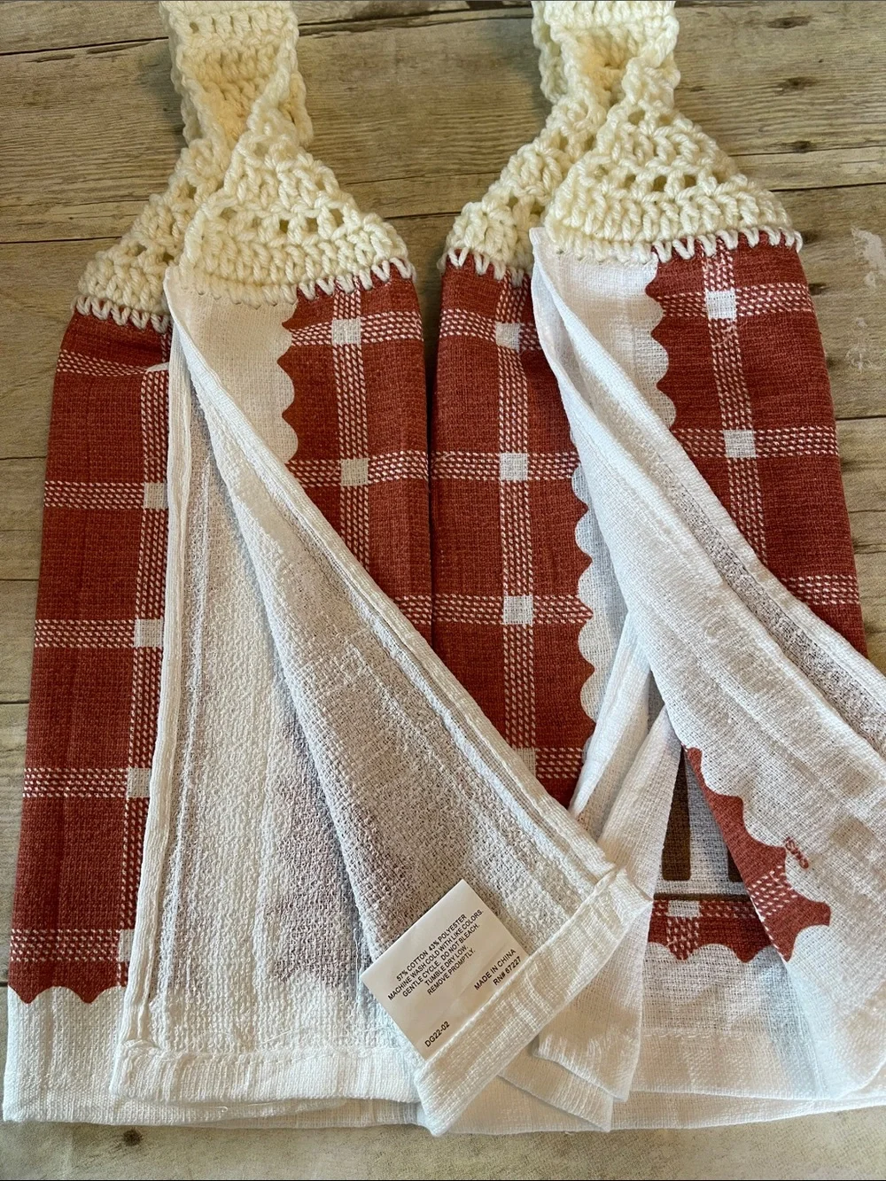 Sale! Crochet Top Hanging Towel Set of 2 Fall Decor Double Thickness